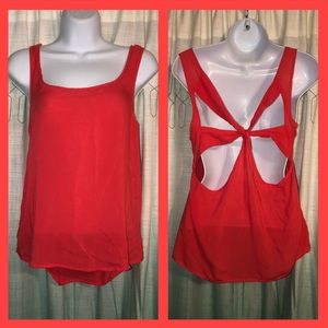 Charlotte Russe Coral Tank Top with Cut-Out Back M